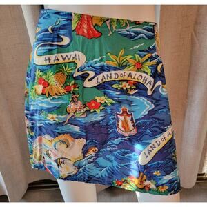 VTG 24/7 Aloha Hawaii Print Mini Skirt Surf Island Pineapple Junior Size 7 1950s